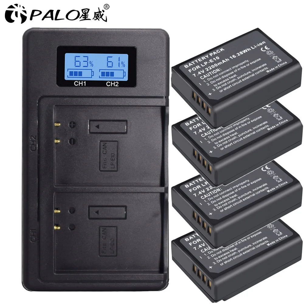 Caricatore USB Per Batteria Canon LP-E10 - Con Display LCD, Per EOS 1100D, 1200D, Rebel T3 - Foto 4