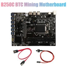 Carte mère de minage B250C BTC avec câble SATA + câble de commutation 12xpcie vers USB3.0 GPU Slot LGA1151 Support DDR4 DIMM RAM