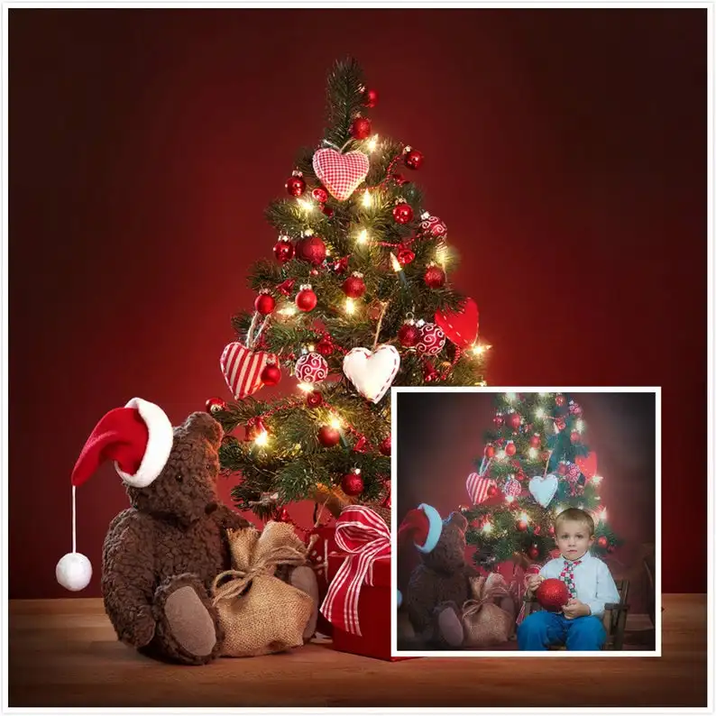 

Christmas backdrops red xmas party photography background glitter lights tree warm peace backdrop hobbyhorse photo studio props