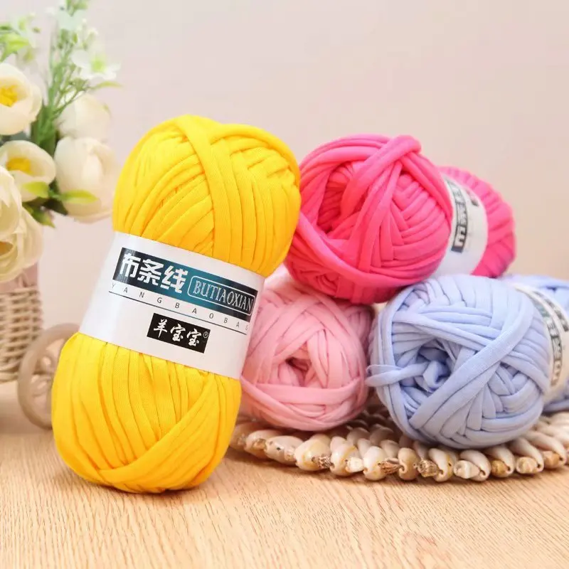 

100g Knitting Wool Thick Yarn Soft Colored Cloth Yarn for Hand Knitting Woven Bag Accessories Carpet DIY Handmade Material