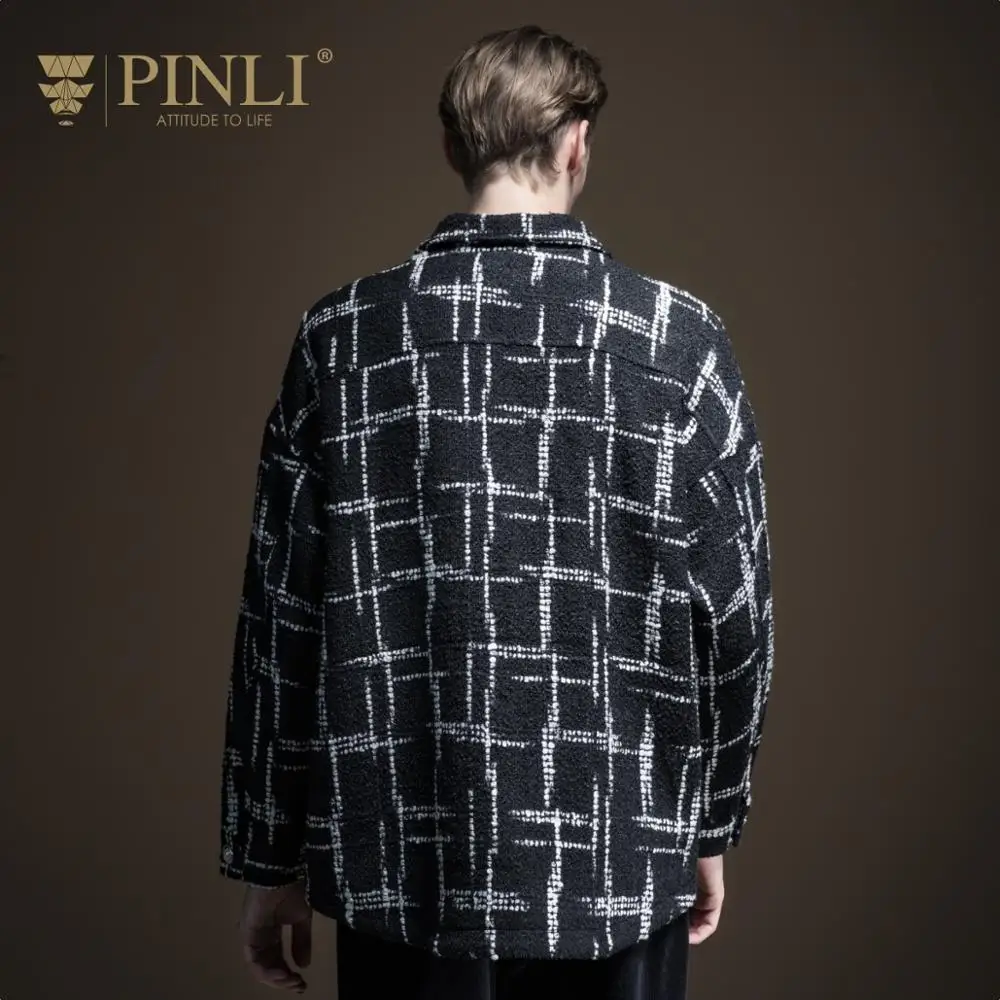 Militar/распродажа, куртка-бомбер без подкладки для мужчин, Pinli, осень, новая мужская куртка свободного кроя с отложным воротником, жаккардовая повседневная куртка, пальто, B193404238