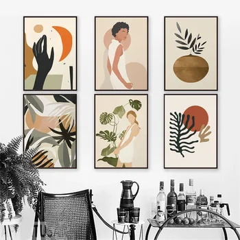

Abstract Gril Monstera Plants Landscape Wall Art Canvas Painting Nordic Posters And Prints Wall Pictures For Living Room Decor