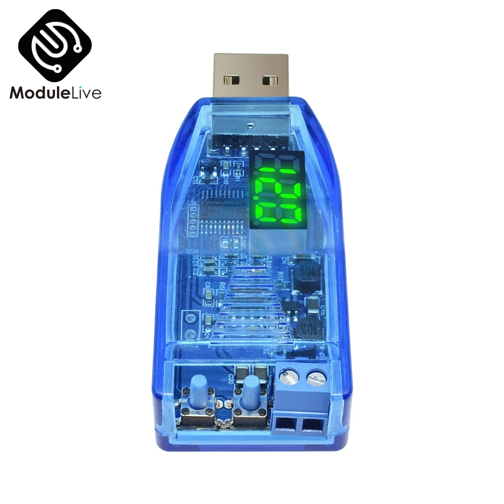Adjustable 5 В до 3,3 В 9 в 12 В 24 В Регулируемый USB понижающий модуль питания красный зеленый Дисплей Напряжение Вольт вверх кнопка