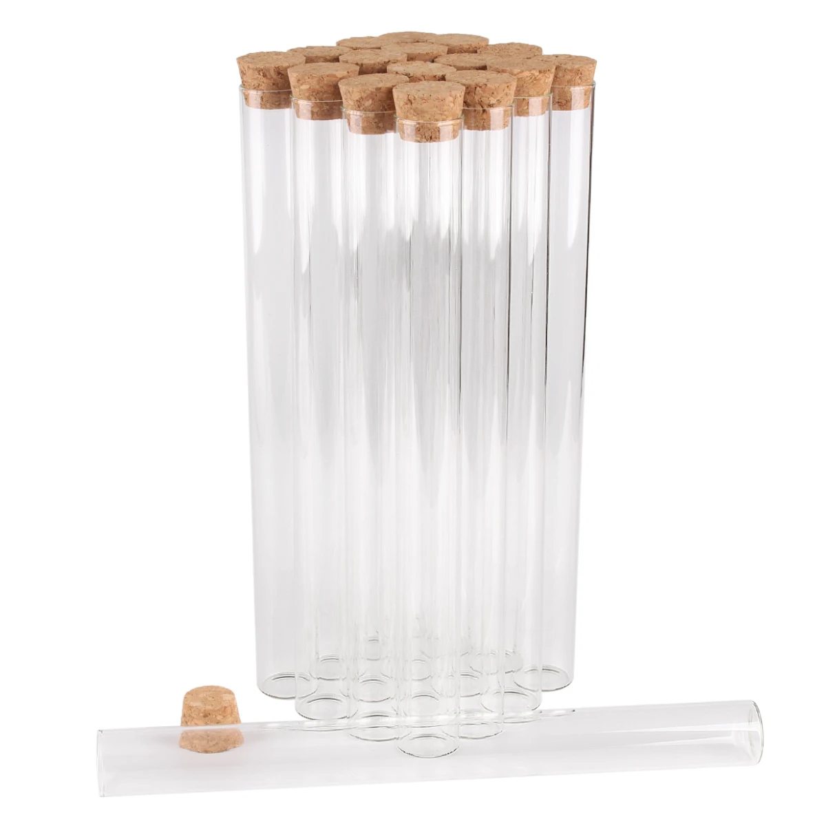 15 pieces 55ml 22*220mm Long Test Tubes with Cork Lids Glass Jars Glass