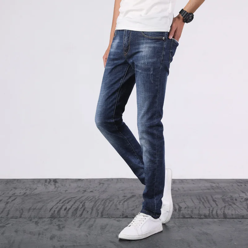 Стиль, мужские облегающие эластичные джинсы, молодежные модные обтягивающие брюки 7639