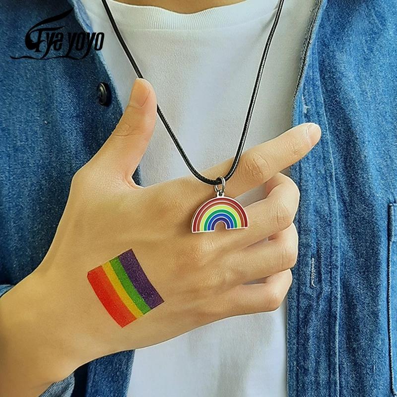 Ожерелье EyeYoYo из нержавеющей стали яркого цвета ЛГБТ подарок любимой для мужчин и