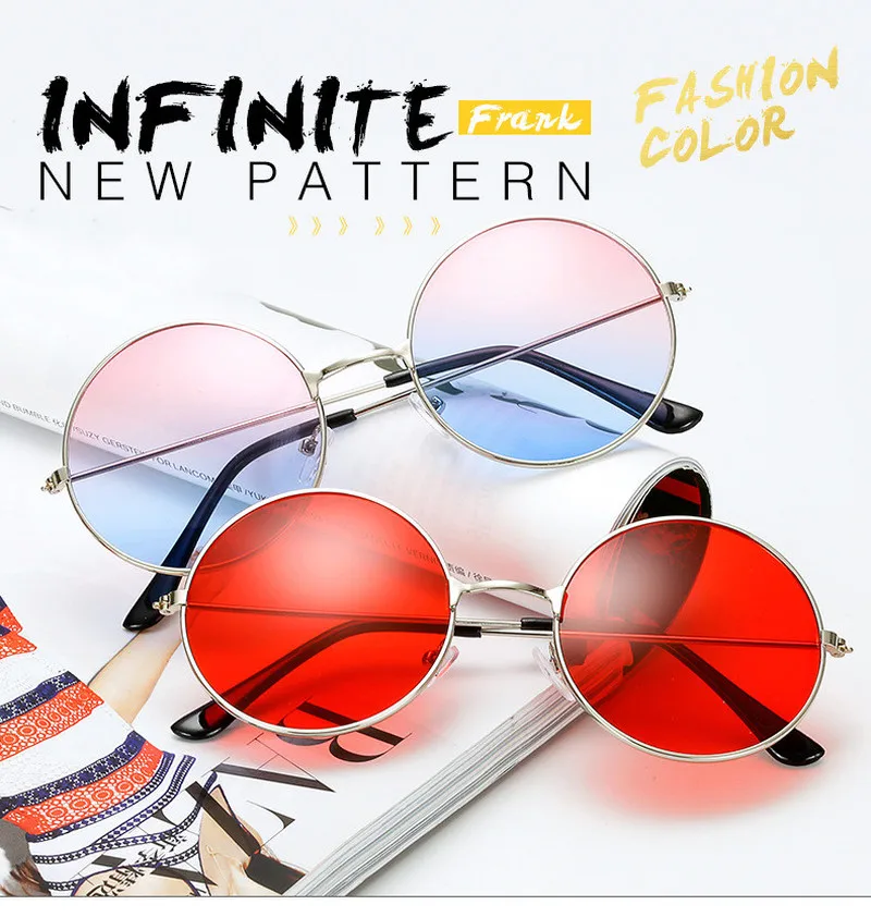 Женские винтажные круглые солнцезащитные очки однотонные линзы цвета океана