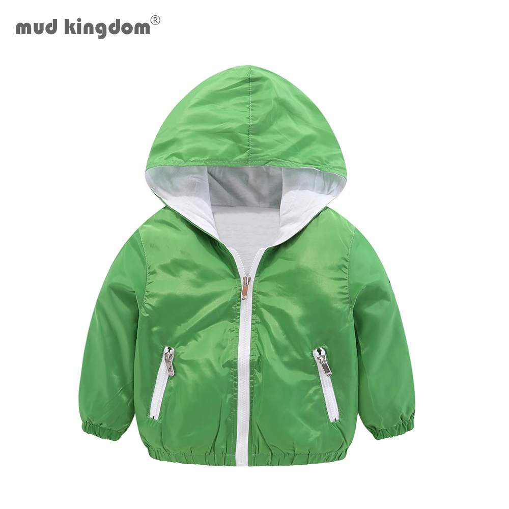 Mudkingdom Kids Hooded Jackets Lightweight Zipper Polyester Fabric Spring Autumn Long Sleeve Children Outerwear Boys-Girls Coats | Детская