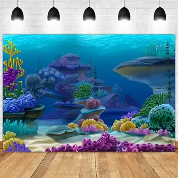 

Little Mermaid Princess Photophone Seabed Castle Coral Bubble Fish Photography Backdrops Baby Birthday Photo Backgrounds