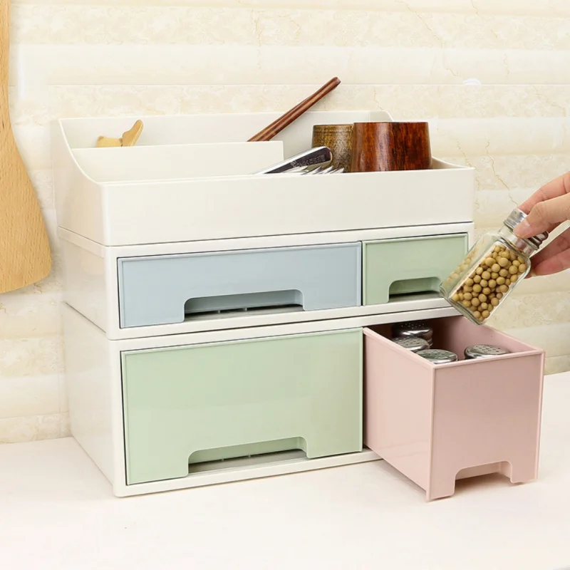 

Household Stackable Plastic Storage Box Drawer Storage Cabinet Desktop Debris Cosmetics Storage Organizer Box