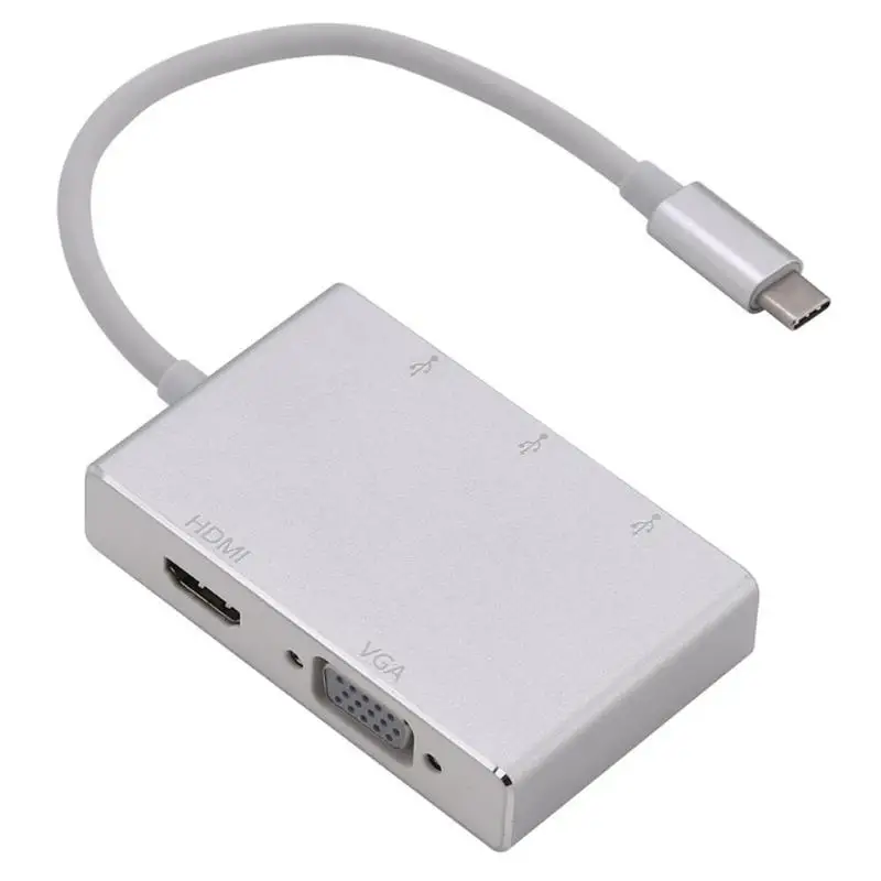 5 в 1 тип-c концентратор адаптер для HDMI VGA 3 USB 3,0 Монитор ТВ-проектор конвертер Совместимость с дисплеем ТВ-проектор и т. Д