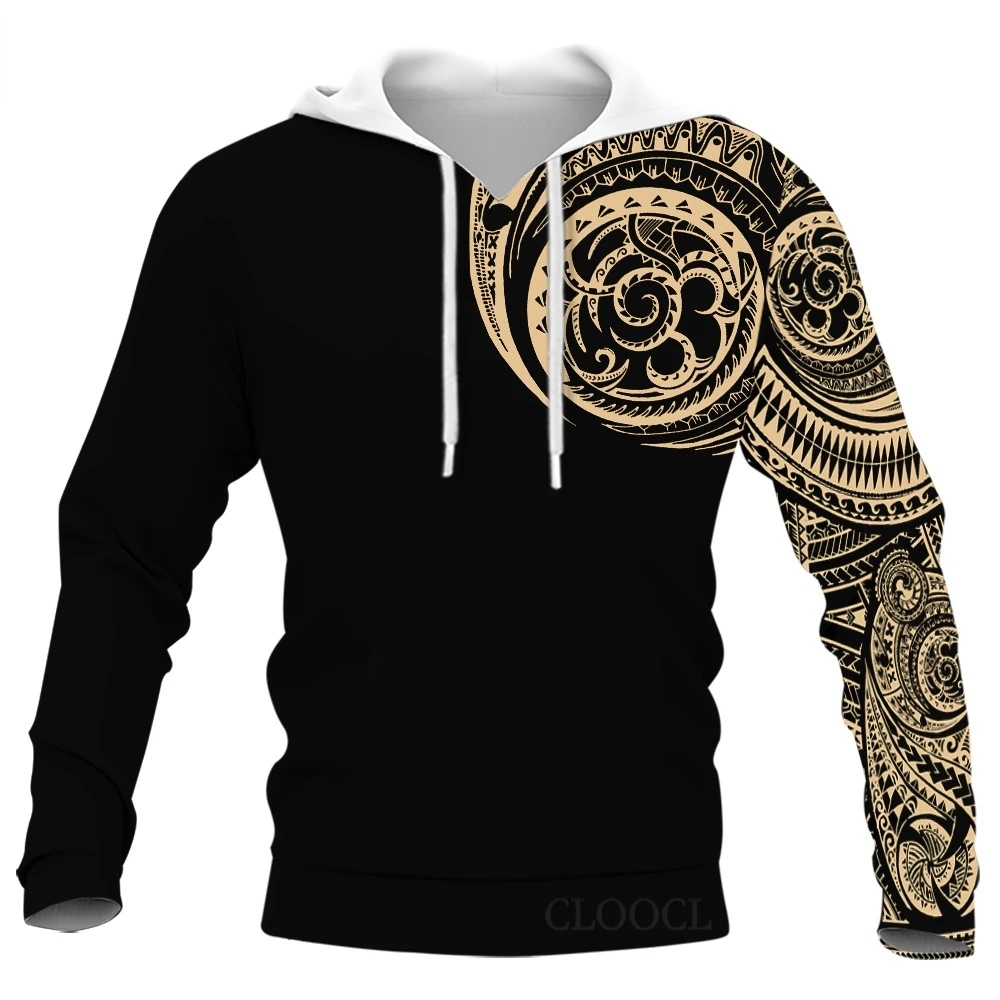 

Polynesian Viking Tattoo Design Full 3D Style Autumn Men's Women's Hoodie Oversized Harajuku Clothes