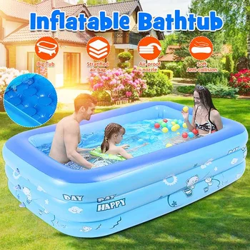 

1.2m/1.3m/1.5m Adult Baby Inflatable Square Swimming Pool Bathing Tub Kids Outdoor Indoor Paddling Pool Summer Kid Water Toys