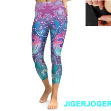 JIGERJOGER Весна Высокий пояс карман Индиго выцветает Синий Розовый Ом 3/4 брюки "Капри" для йоги Леггинсы Шорты 7/8 плотно облегающие