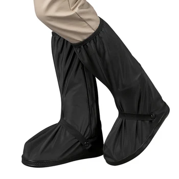 

1Pair S M L XL Rain Boot Shoe Cover Non-slip Windproof Overshoes Protector Black Waterproof with Reflector for motorcycle riding