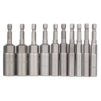 

Promotion! 10Pc 1/4 Inch Wrench Hex Bit Socket Set Deep Long 1/2 Inch Impact Drill Socket Adapter Drill Bits