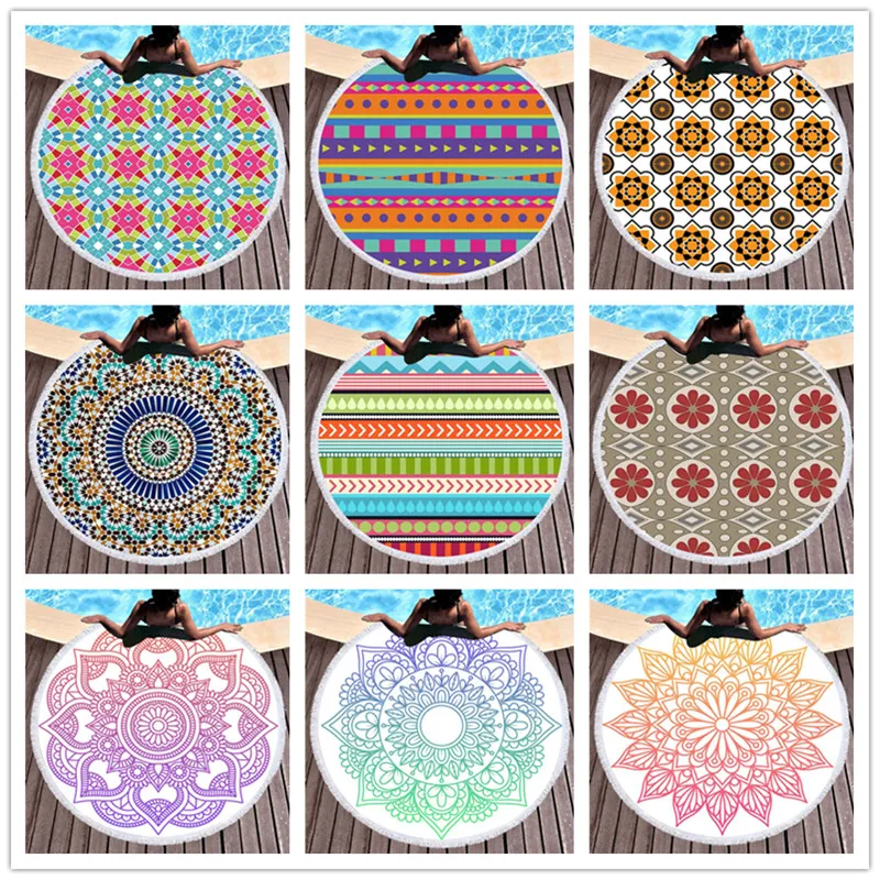 

Round Beach Towel Tassels Bohemia Microfiber Quick Drying No Sand Bath Shower Towel For Adults Picnic Yoga Mat Blanket Cover Up