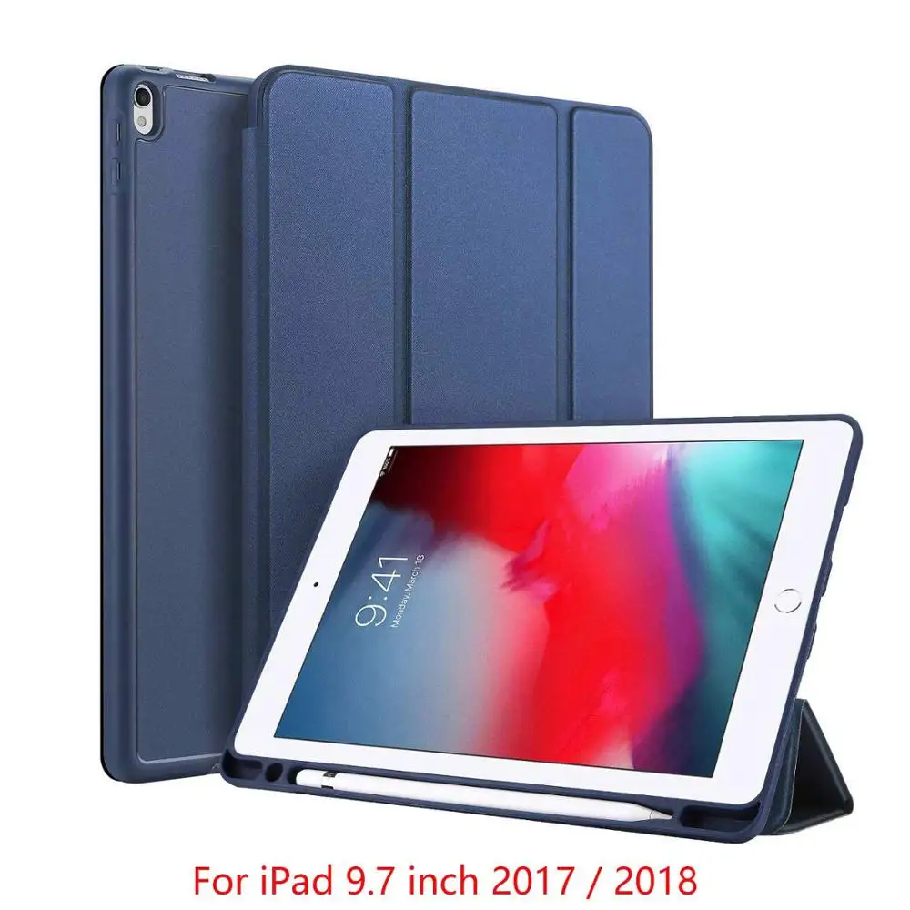 DUX DUCIS умный чехол для iPad Air PU кожаный флип Мягкий Чехол для iPad 9,7 Pro 10,5 11 12,9 Mini 5+ карандаш держатель - Цвет: Blue 9.7 2018 2017