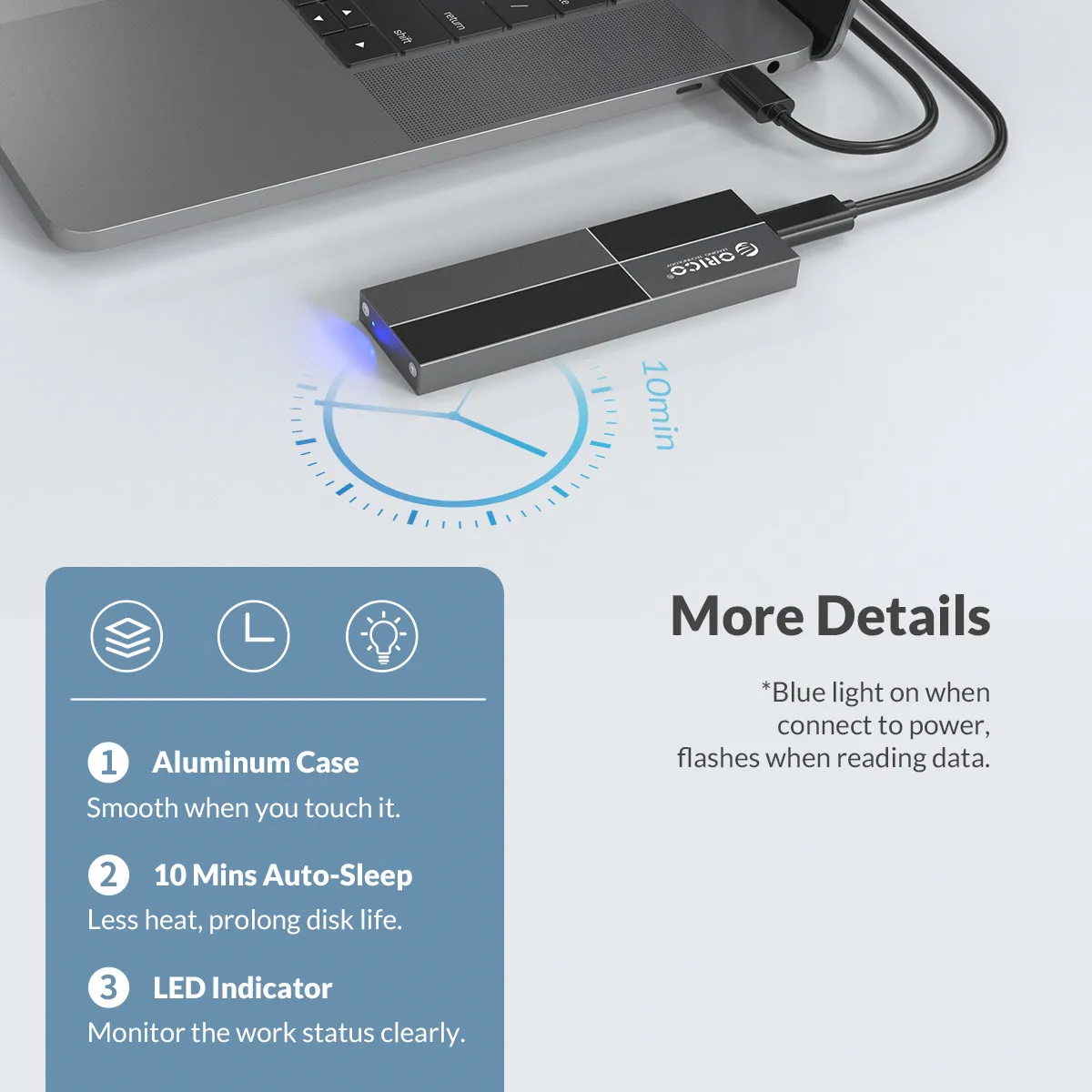 ORICO M2 SSD чехол NVMe M.2 SSD корпус USB3.1 type-C 10 Гбит/с Поддержка 2 ТБ большая емкость для samsung Intel 2230 2242 2260 2280