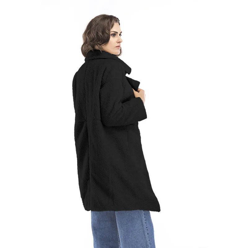 Длинные пальто флисовые куртки зимнее теплое плюшевое Пальто Кардиган деловой пикантный Женский шерстяной смешанный полный верх пальто