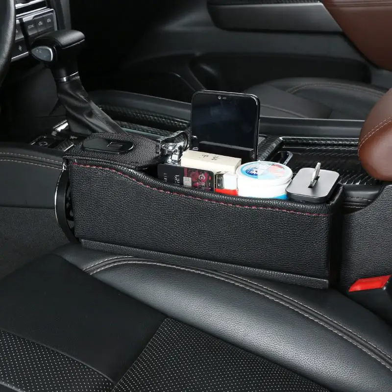 Двойной USB зарядное устройство автомобильное сиденье щелевая коробка для хранения PU кожаный стакан Органайзер держатель для напитков Авто зазор карман для телефона Pad кошелек карта