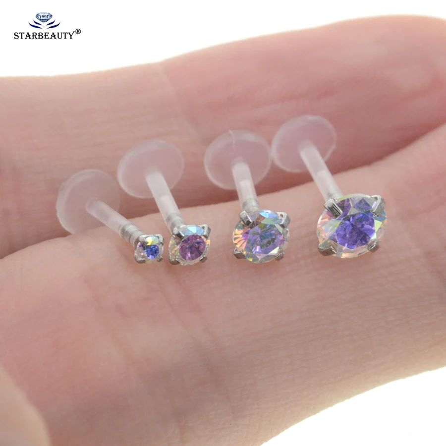Nose Rings Piercing Jewelry Nose Studs Body Piercing Earrings Ear Piercing Jewelry Ear Studs Metal Jewelry Body Piercing Jewelry Body Jewelry 1pc 16G 2/3/4/5mm Clear Bar Nose Ring Stud Helix Tragus Piercing Oreja Labret Piercing Lip Ring Ear Earrings