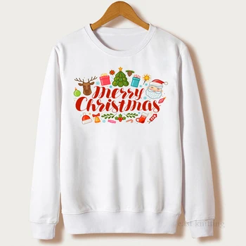 

Merry Christmas Sweatshirts Women Letter Printed Hoodies Long Sleeve Autumn Winter Casual Pullover O-Neck Woman Christmas Tops
