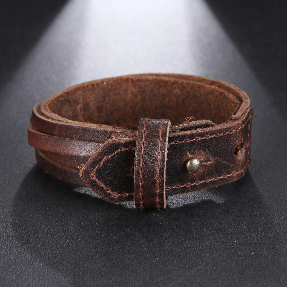 Vintage Hand Woven Multilayer Leather BraceletCuff Wide Leather Adjustable Bracelet For Men Leather Bracelet