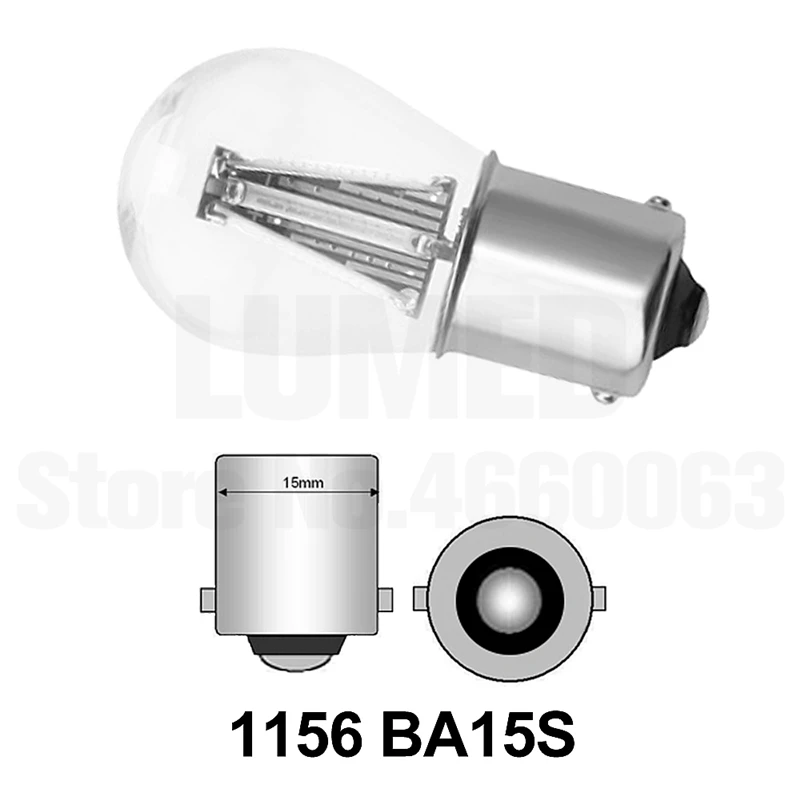 50x1156 P21W BA15S 1157 BAY15D BAU15S светодиодный COB филаментный чип автомобильные тормозные огни автомобильная лампа заднего хода парковочная лампа - Испускаемый цвет: BA15S