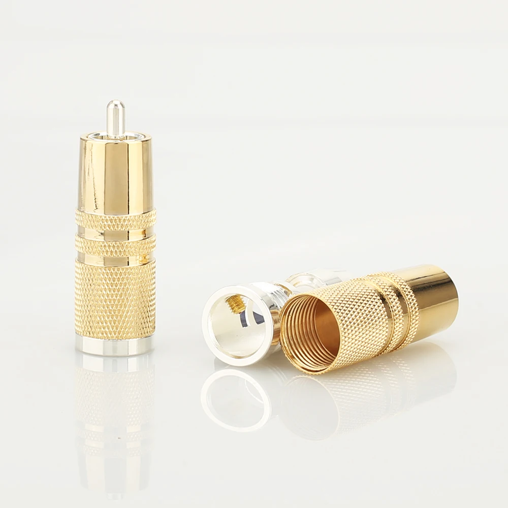 HI-End посеребренный RCA аудио разъем Аудио Видео Соединительный Кабель-адаптер 4 шт. RCA штекер Адаптер, RCA ремонт концы, разъем фонографа