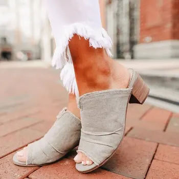 

women summer sandals high heels shoes woman vintage open toe slippers slides gladiator sandalias mujer sapato feminino D025