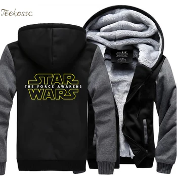 

Star Wars Sweatshirts Hoodie Men 2018 Hot Winter Warm Fleece Thick Casual Hoodies Jackets Zipper Hooded Black Sportwear Clothes