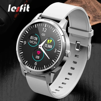 

Lesfit Waterproof Men Smart Sport Watch White Women Bluetooth Full Touch Smartwatch Android HR/BP Digital Clock Fitness Tracker