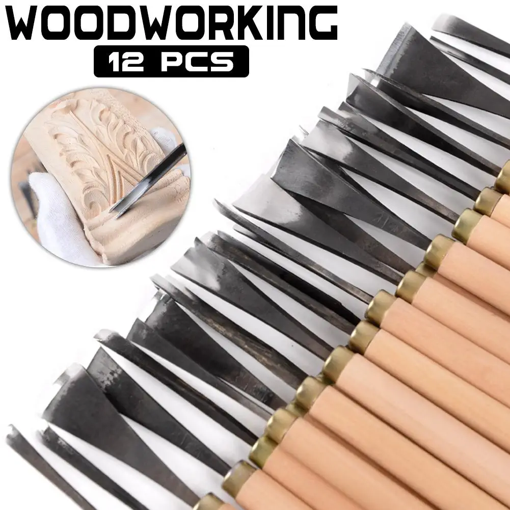 12pcs/Set Wood Carving Chisels Knife Tools Set Wood Carving Root Carving DIY Tools And Detailed Woodworking Gouges Hand Tools 1