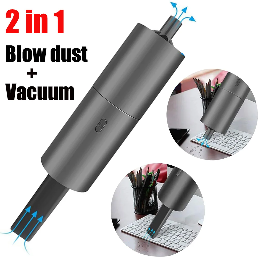 

2 in 1 Cordless Air Duster for Computer Wireless Keyboard Cleaner Mini Powerful Vacuum USB Cordless Rechargeable Cleaner Blower