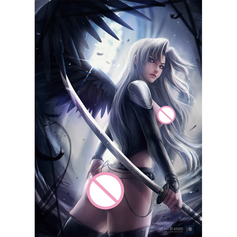Sexy Dark Warrior Girl Sephiroth Canvas Painting Print Anime Video Game Comics Art Poster Wall Decoration Picture for Bedroom | Дом и сад