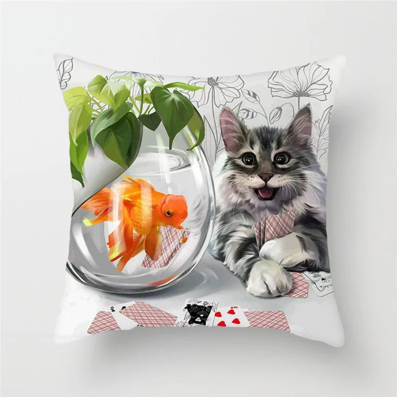 Fuwatacchi наволочка с бабочкой и маком, милый кот, наволочка для подушки, забавные квадратные декоративные наволочки для домашнего дивана - Цвет: 05226