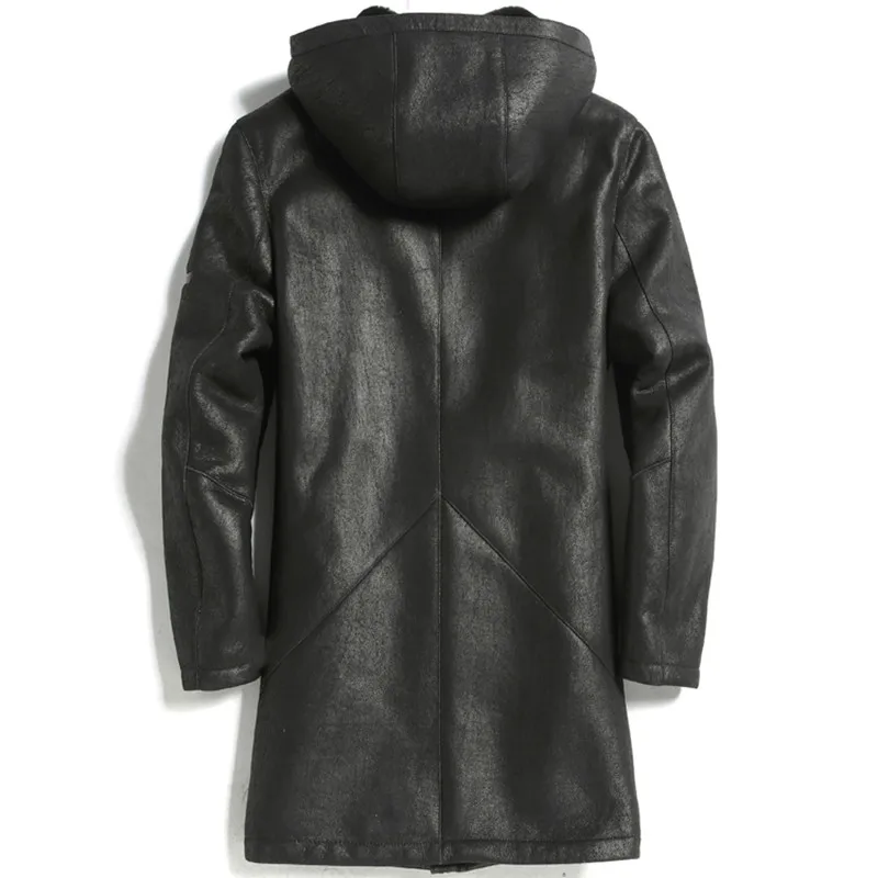 Мужское пальто с натуральным мехом зимнее из натуральной кожи мужская куртка