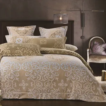 

European Luxury Noble Bedding Set 3/4pcs Palace Printing Duvet Cover Plant Jacquard Fitted Sheets Flat Sheets Pillowcase Queen