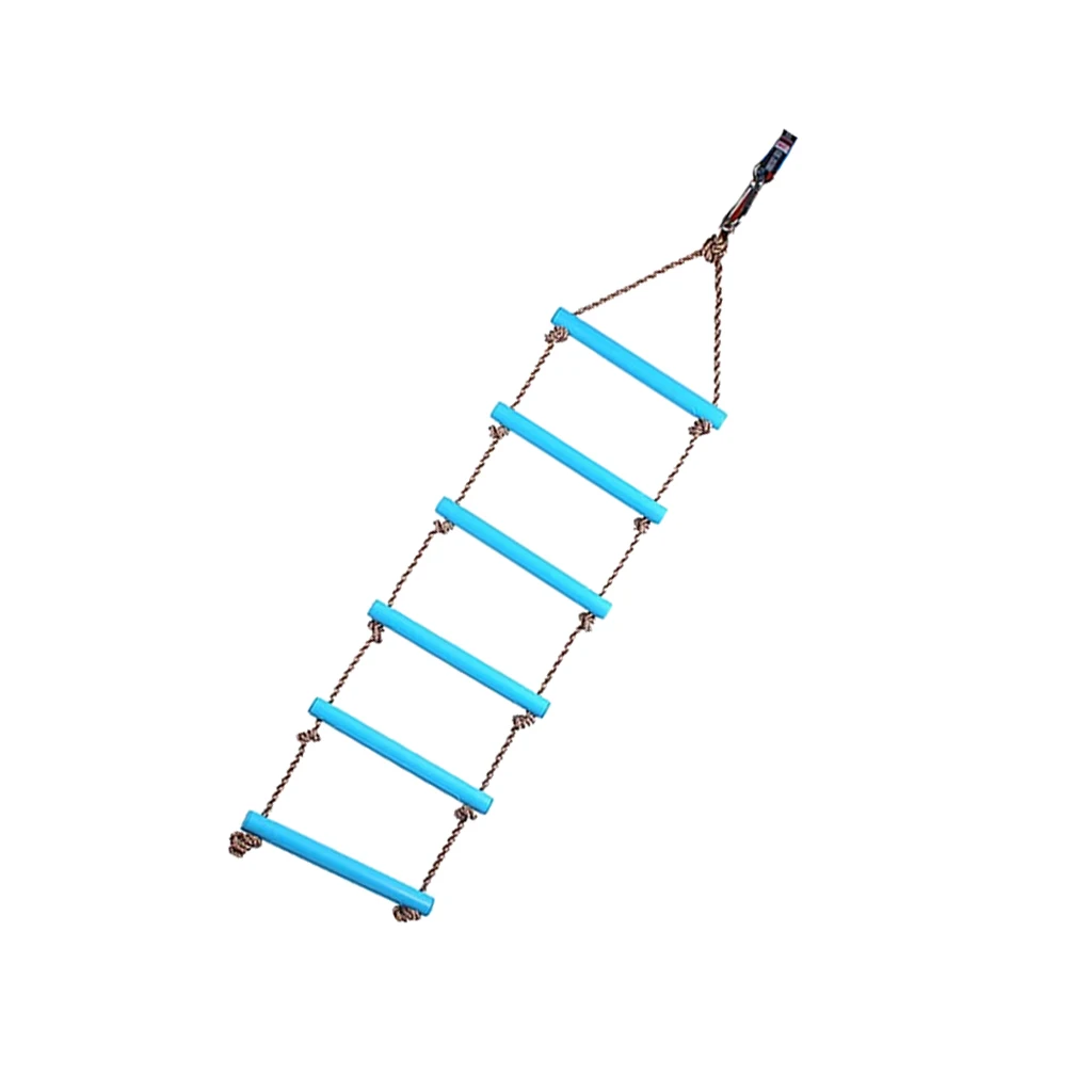New Children Outdoor Playhouse Plastic 6 Rungs 2M Rope Climbing Ladder Garden Playground Backyard Fun Toy Blue