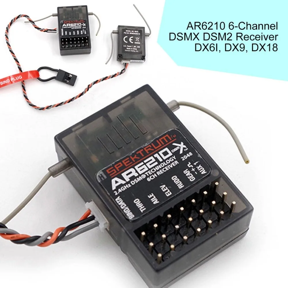 6 канала управления по радио AR6210 DSMX 6-канальный приемник RX Поддержка DSM2 для Spektrum передатчик TX