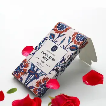 

25pcs Disposable Boxe Soap Portable Mini Paper Soap Outdoor Travel Soap Paper Washing Hand Bath Clean Scented Slice Sheets