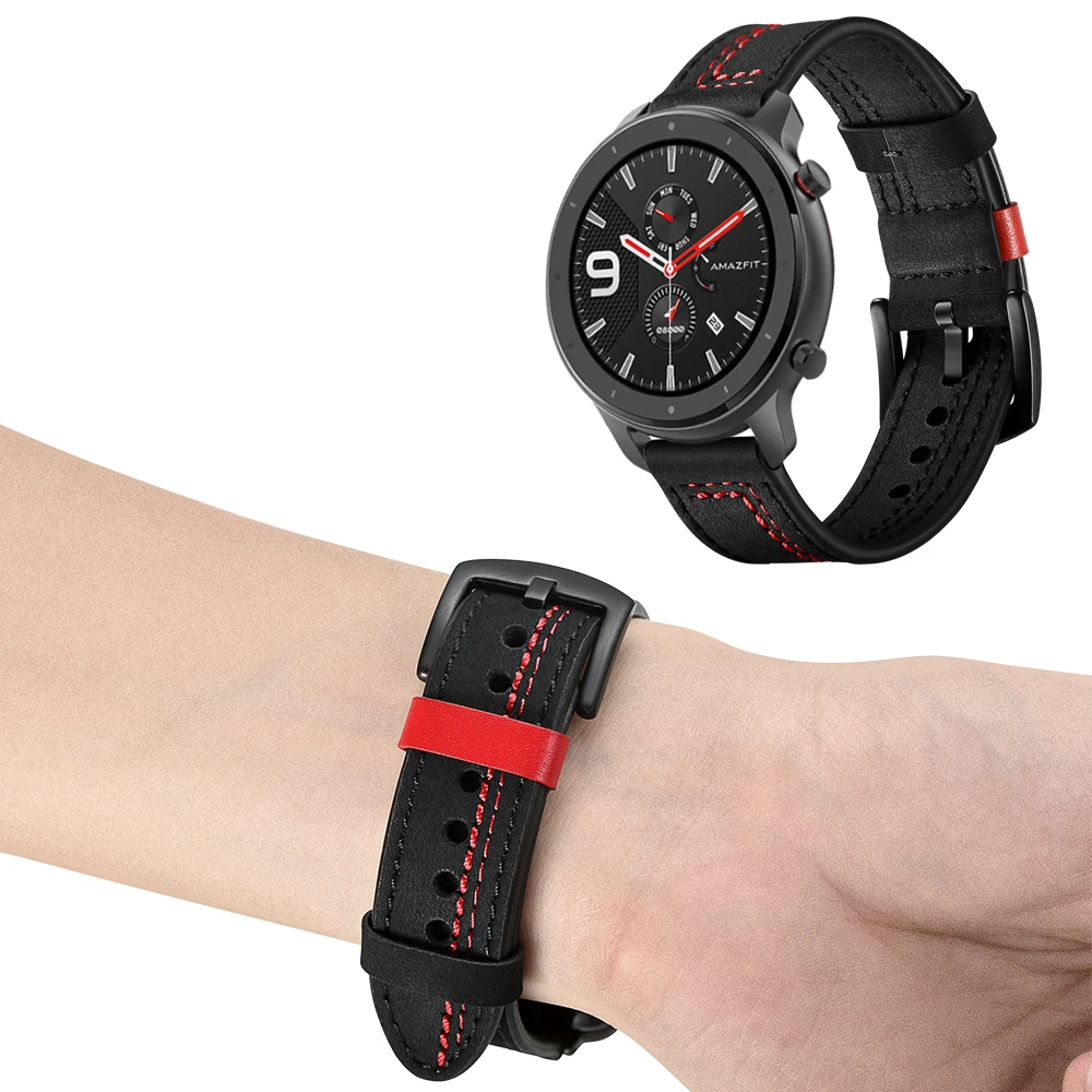 UEBN 20 мм 22 мм кожаный ремешок для Huami amazfit GTR 42 мм 47 мм сменный Браслет для amazfit bip GTS ремешок для часов