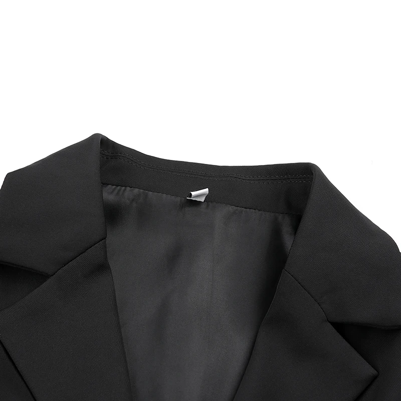 Sweetown черный комплект из двух предметов Женский комплект из куртки и юбки с заклепками и металлической цепочкой с длинным рукавом комплект из 2 предметов для офисных леди женские спортивные костюмы