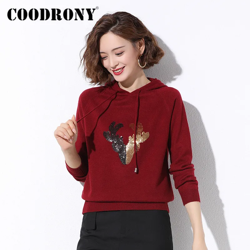 COODRONY Brand 2020 Autumn Winter Casual Soft Knitwear Jumpers Women Link Shoulder Sleeve Pullover Slim Sweaters Female W1079