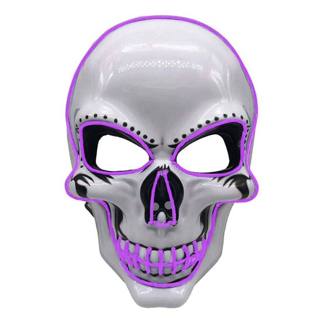 LED Glowing Halloween Mask Fluorescent Mask Party Scary Mask Funny Mask Role-Playing Costume Props Prom Mask Skull Mask