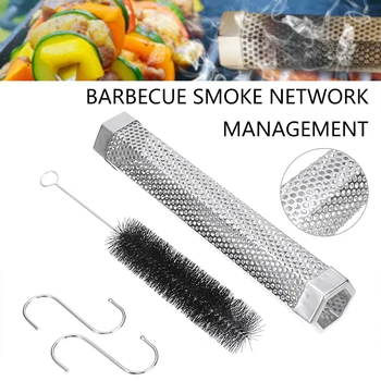 

12" Hexagon BBQ Grill Hot Cold Smoking Mesh Tube Smoke Generator Stainless Steel Pellet Smoker