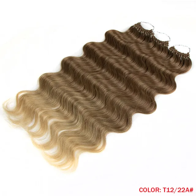 Nature Hair Body Wave Crochet Hair 22 Inch Soft Long Synthetic Hair Goddess Braids Natural Wavy Ombre 613 Blonde Hair Extensions T12-22A