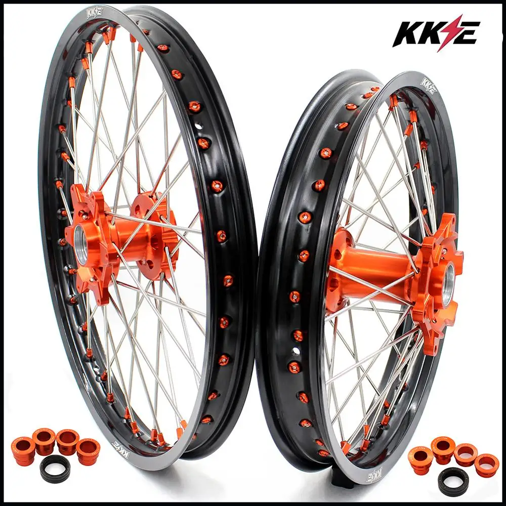 KKE 21 & 18 комплект колес Enduro для мотоцикла EXC EXCE EXCF 300 250 200 350 500 530 2003 2021 оранжевая
