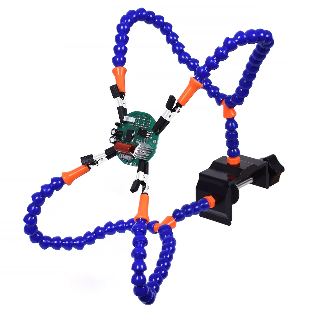 Toolour Multi Soldering Helping Hand Third Hand Tool with 4PCS Flexible Arms Soldeirng Station Holder For PCB Welding Repair